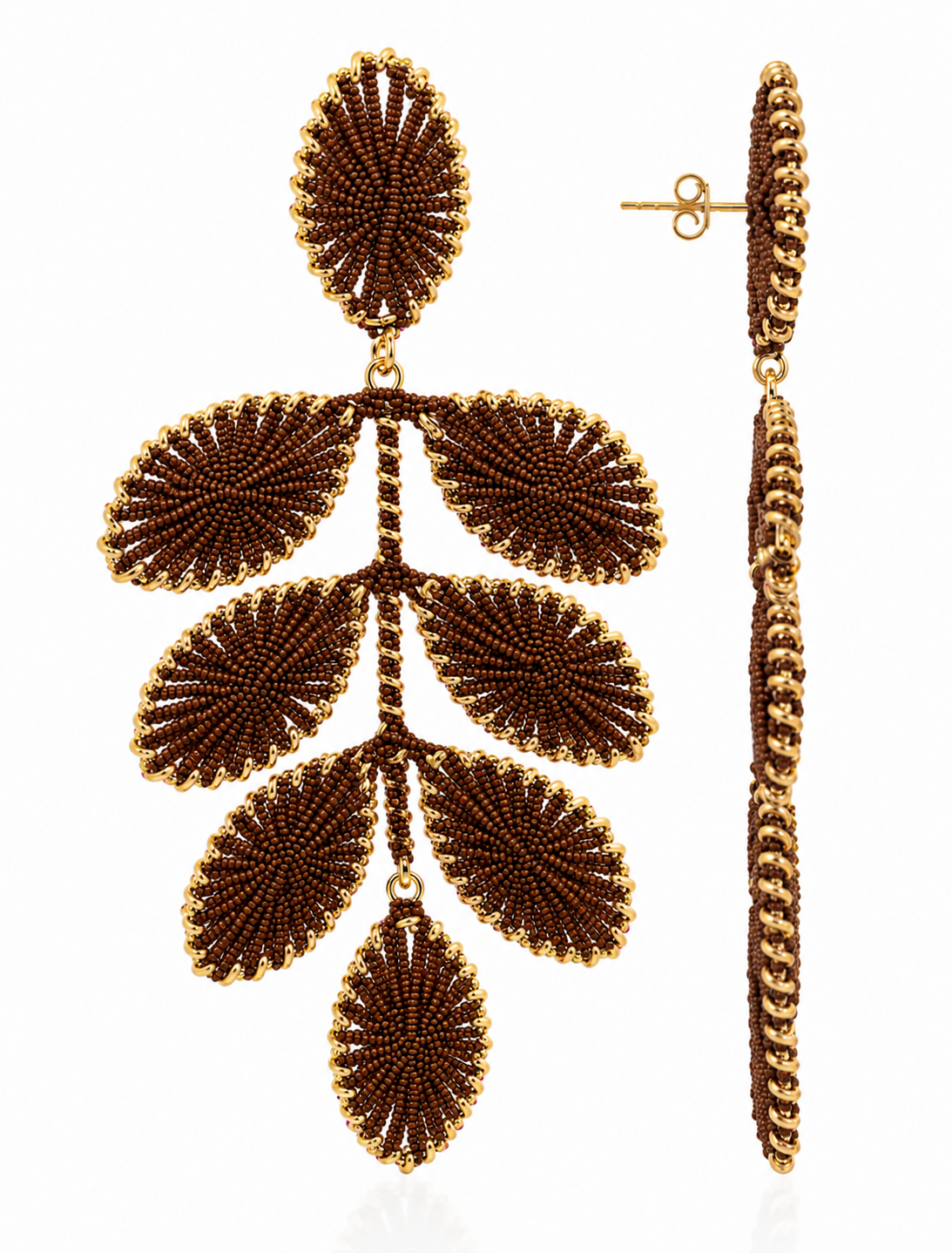 Burgundy Earrings Beatrice Flower Leafs M