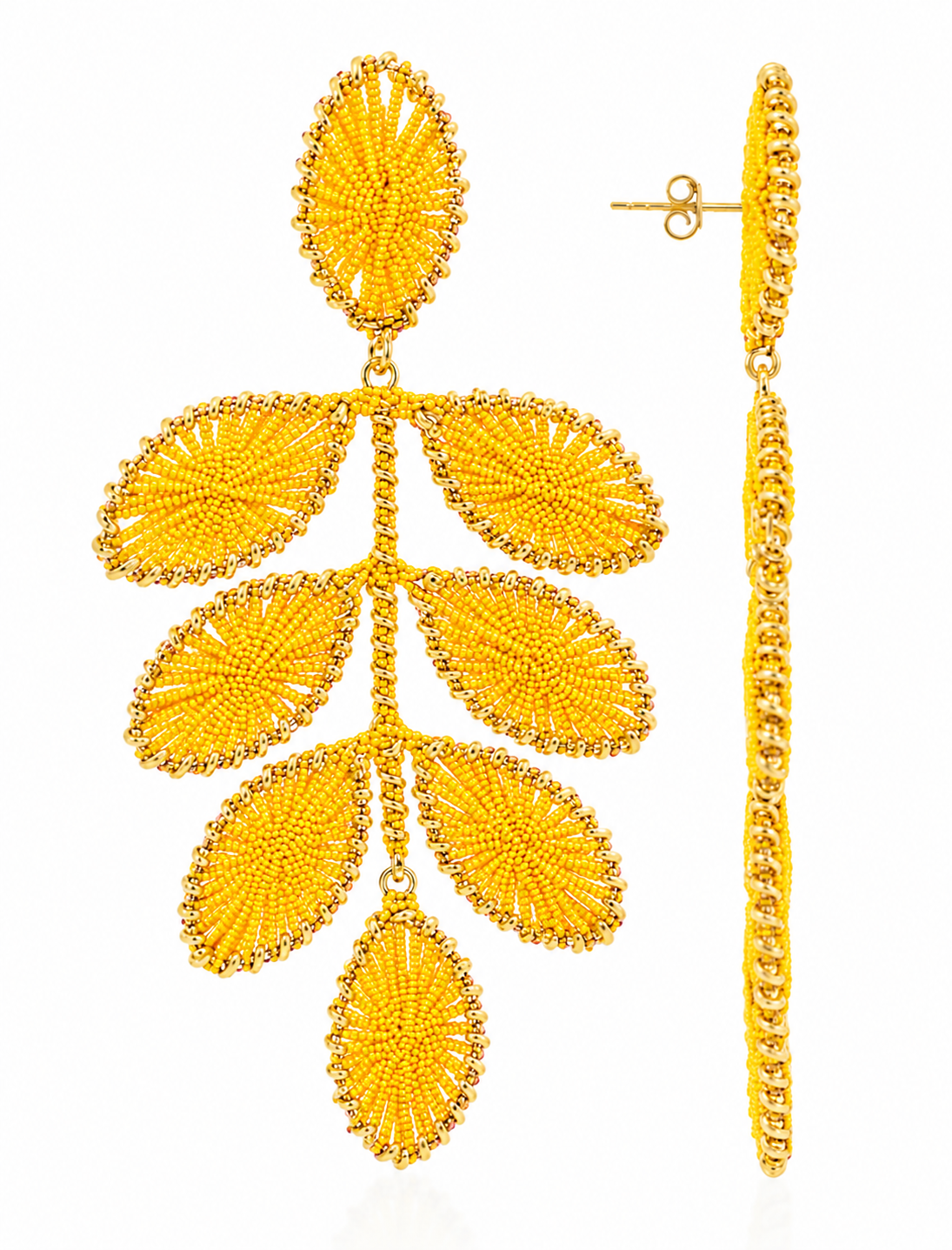 Yellow Earrings Beatrice Flower Leafs M