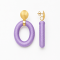 Lavender Earrings Faye Oval with Bead Threaded L Clip
