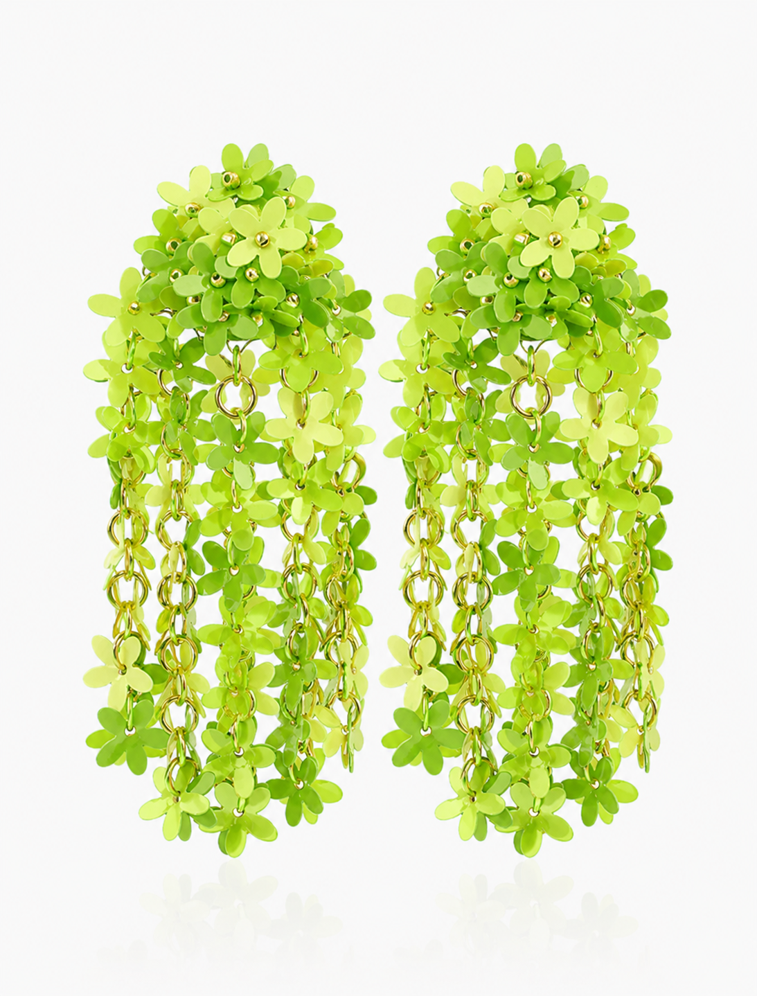 Lime green Colored Flower Rain Earrings