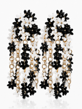 White & Balck Colored Flower Rain Earrings