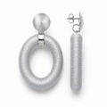 Silver Earrings Faye Oval with Bead Threaded L Clip