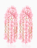 Pink Colored Flower Rain Earrings
