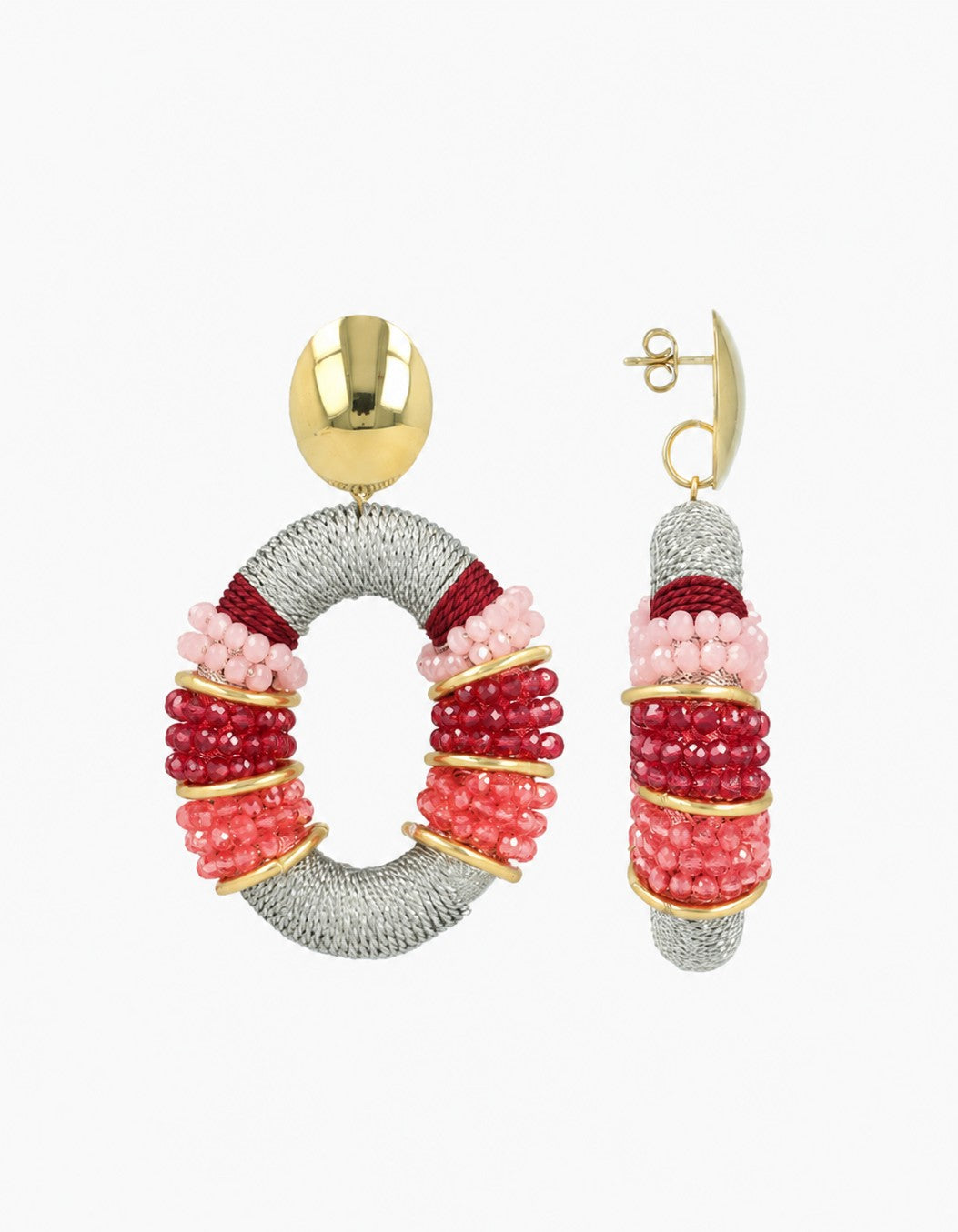 Red Faye Oval Earing L