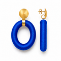 Blue Earrings Faye Oval with Bead Threaded L Clip