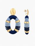 Navy Blue Earrings Yara Combi Oval L Premium