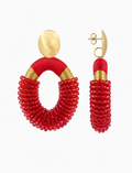 Red Earrings Yara Combi Oval L