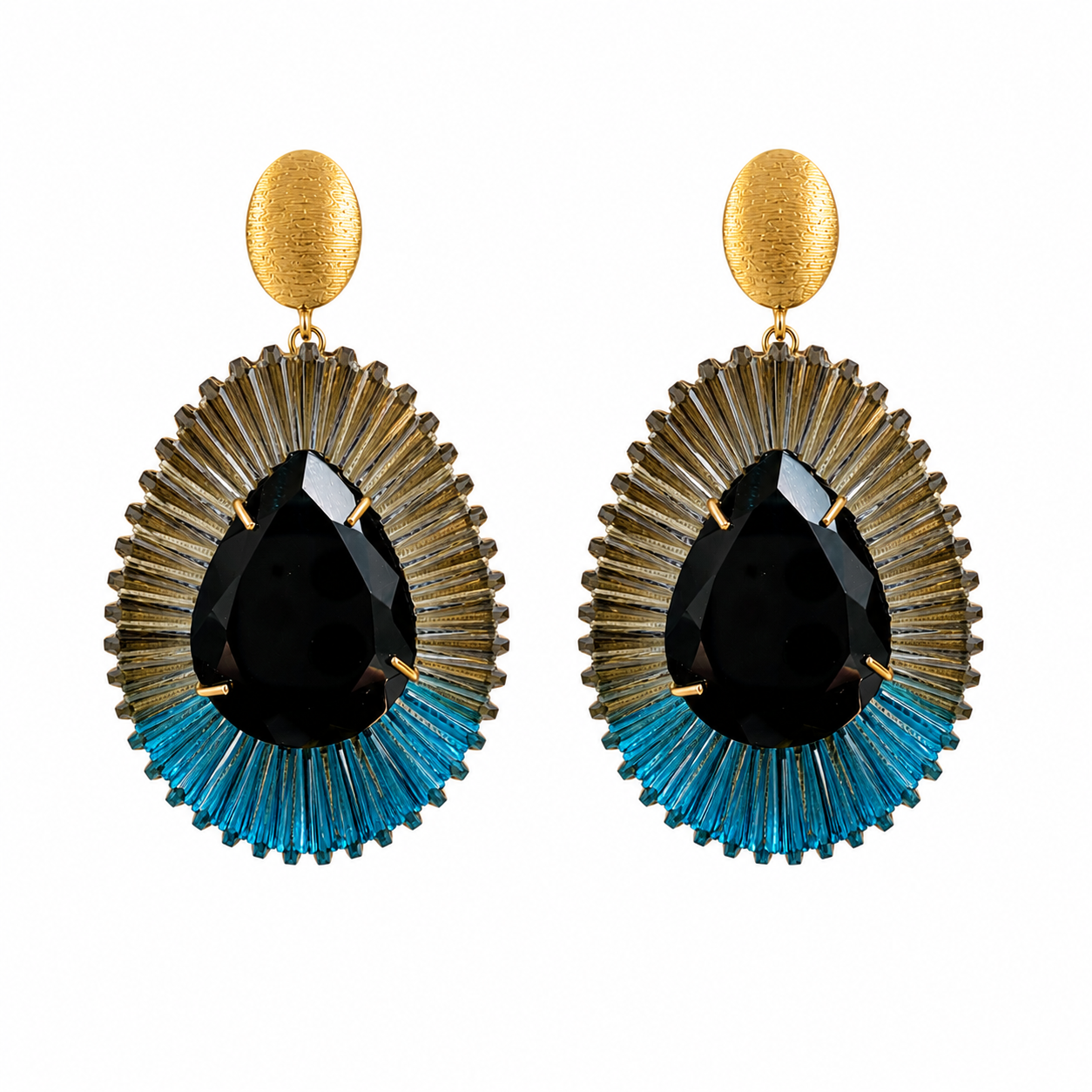 Black & Sky Blue Earrings Esmee Drop