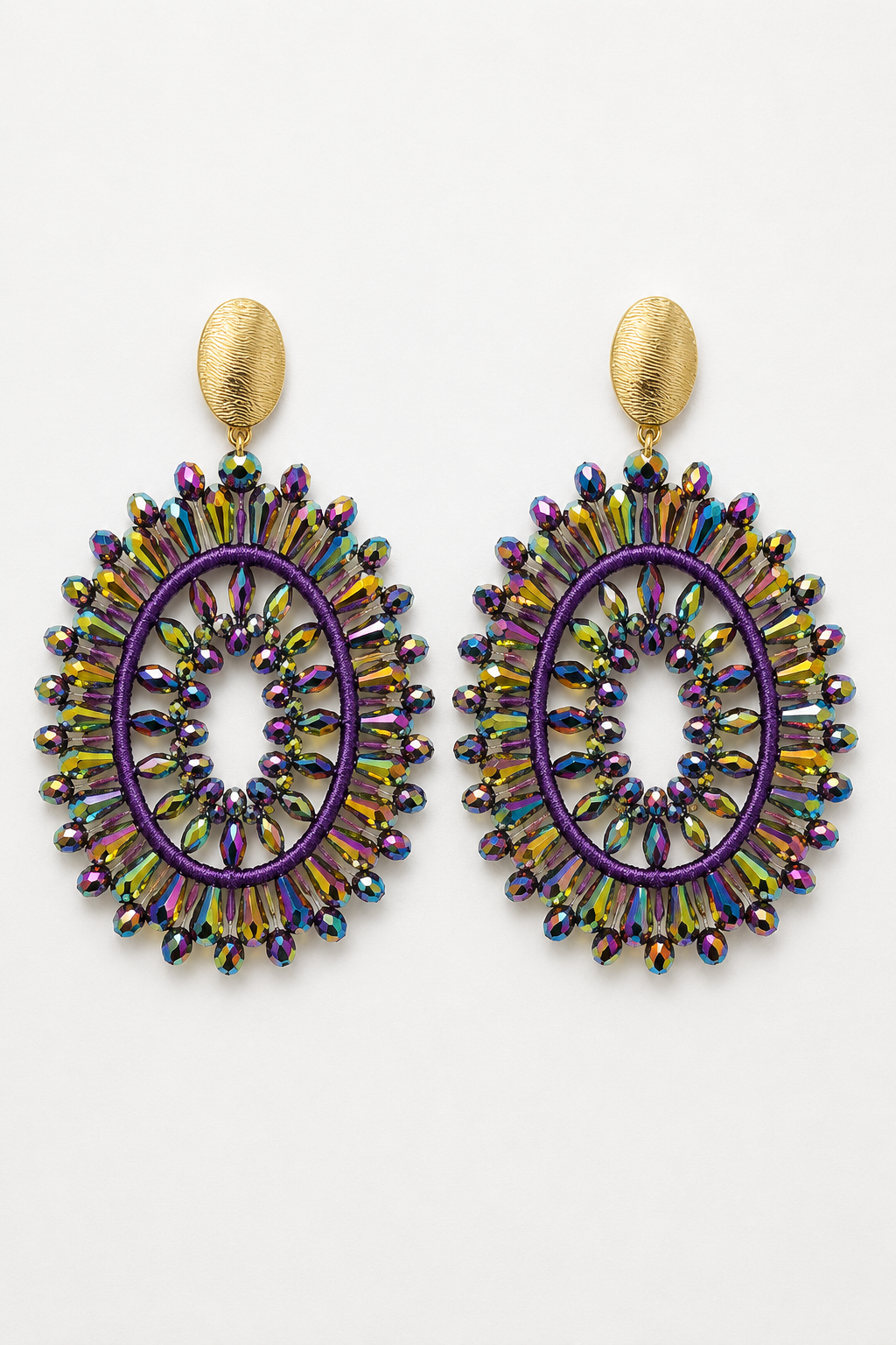Disco Purple Earrings Oval