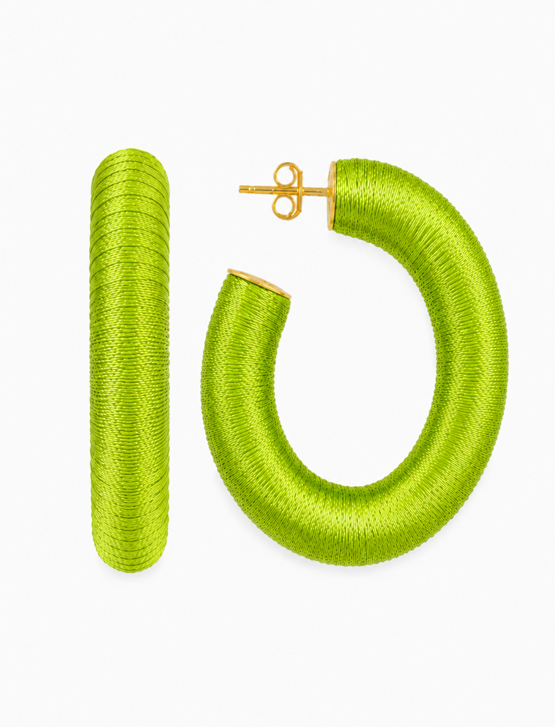 Lime green earrings Amara creole oval L