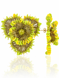 Lime Green& Yellow Earing Flower w/ Sequins Clip Earring L Aster