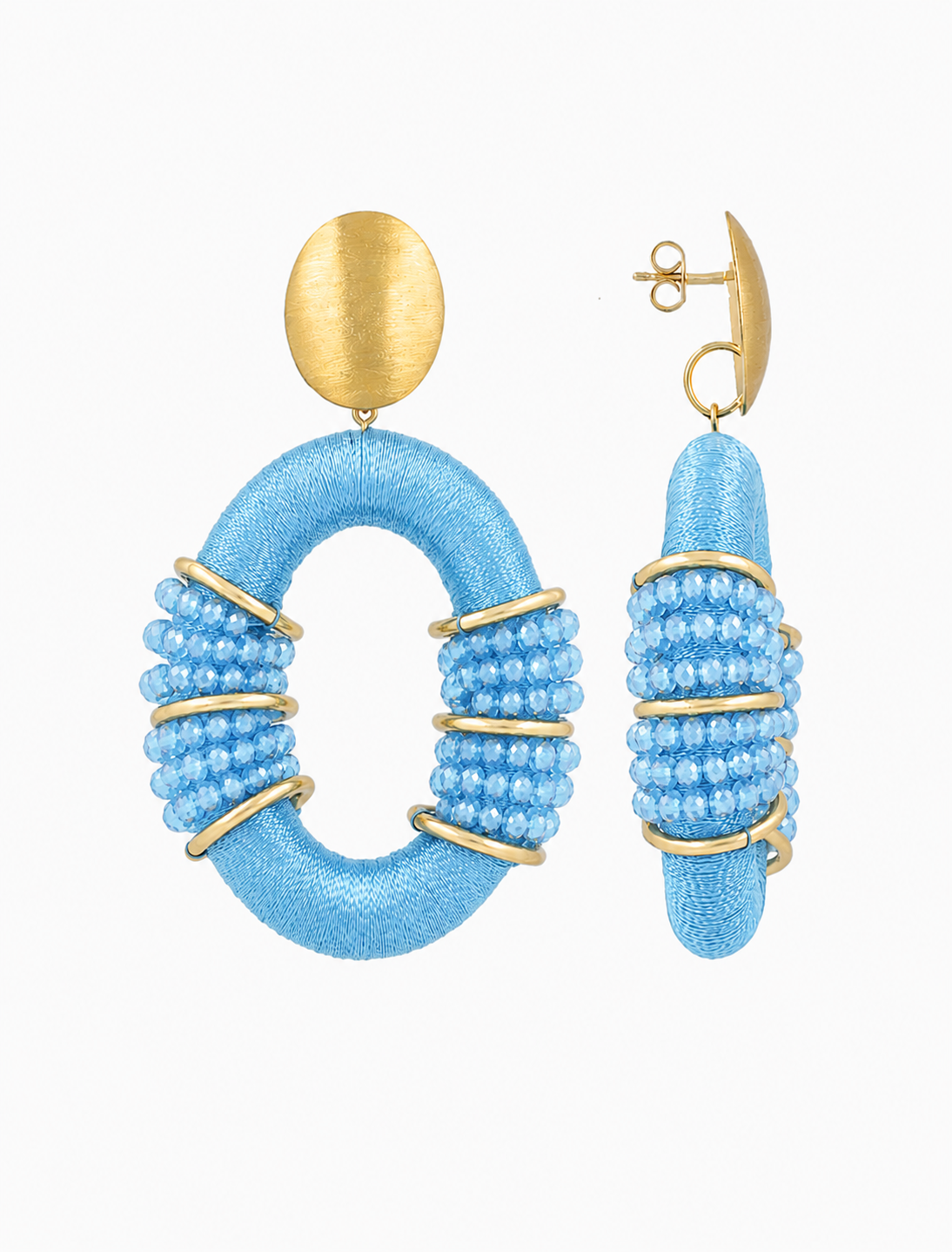 Sky Blue Earrings Combi Oval Deluxe L Elle