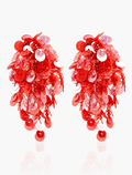 Red Mix Earrings Lily Flower String L