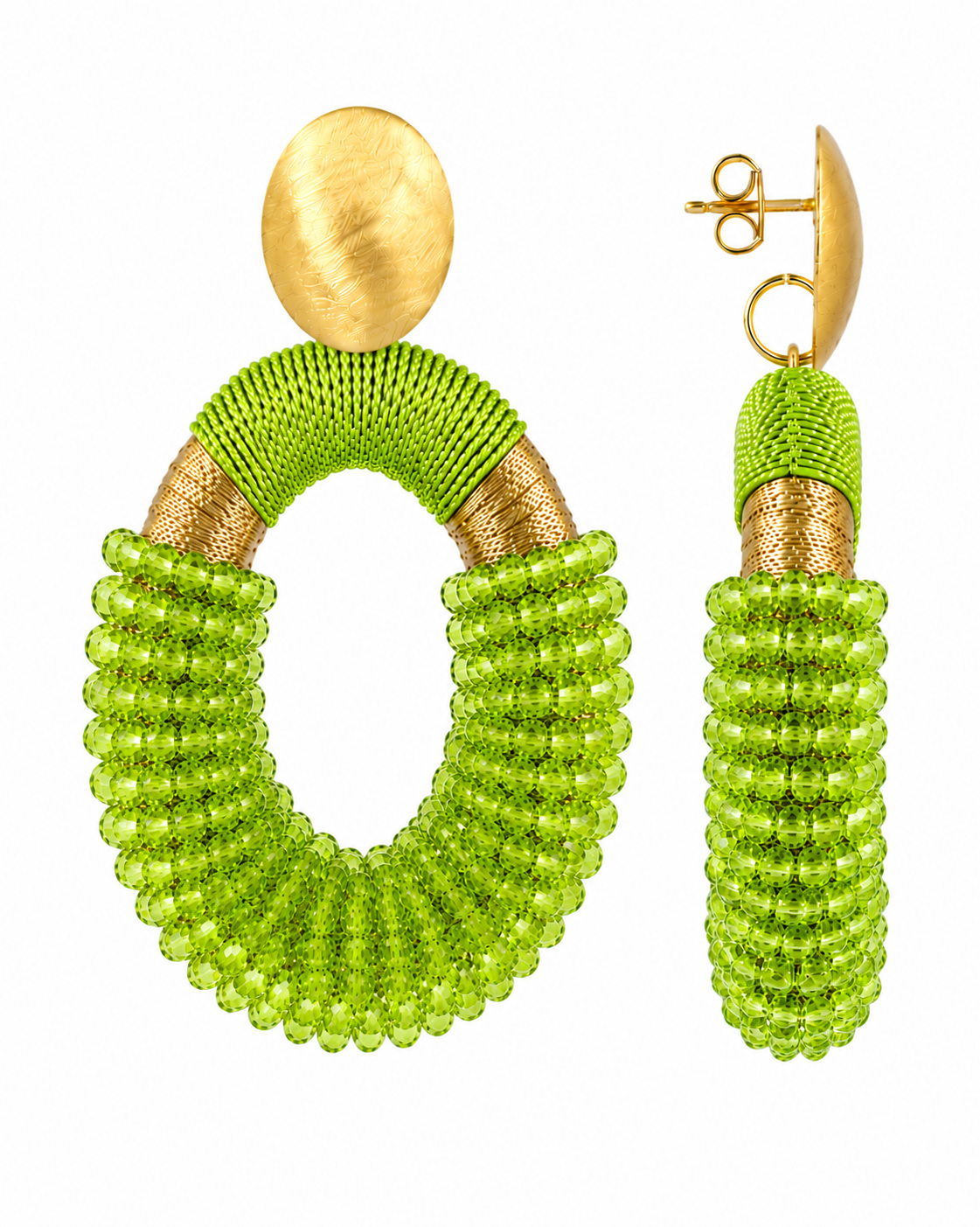 Lime green Earrings Yara Combi Oval L