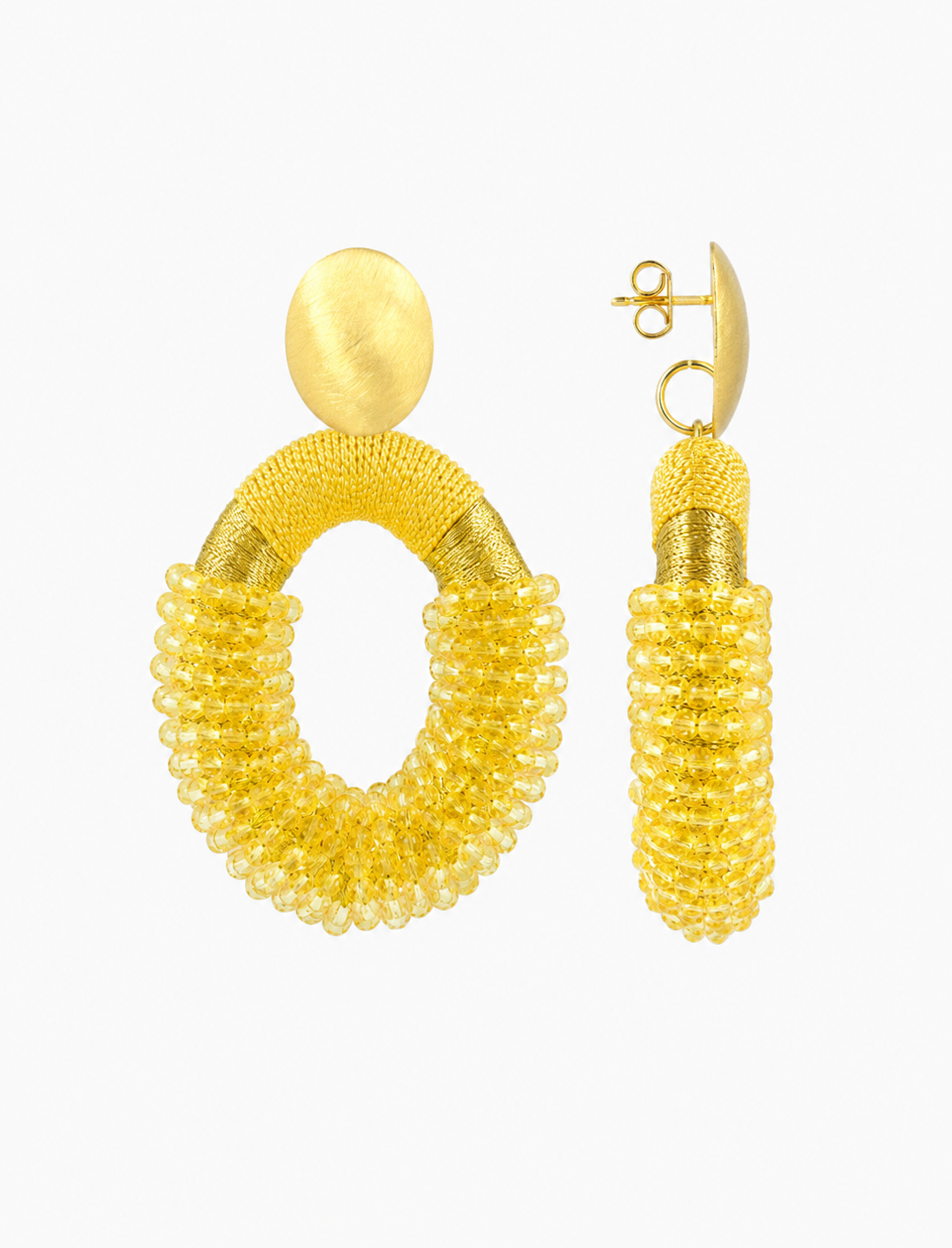 Yellow Earrings Yara Combi Oval L