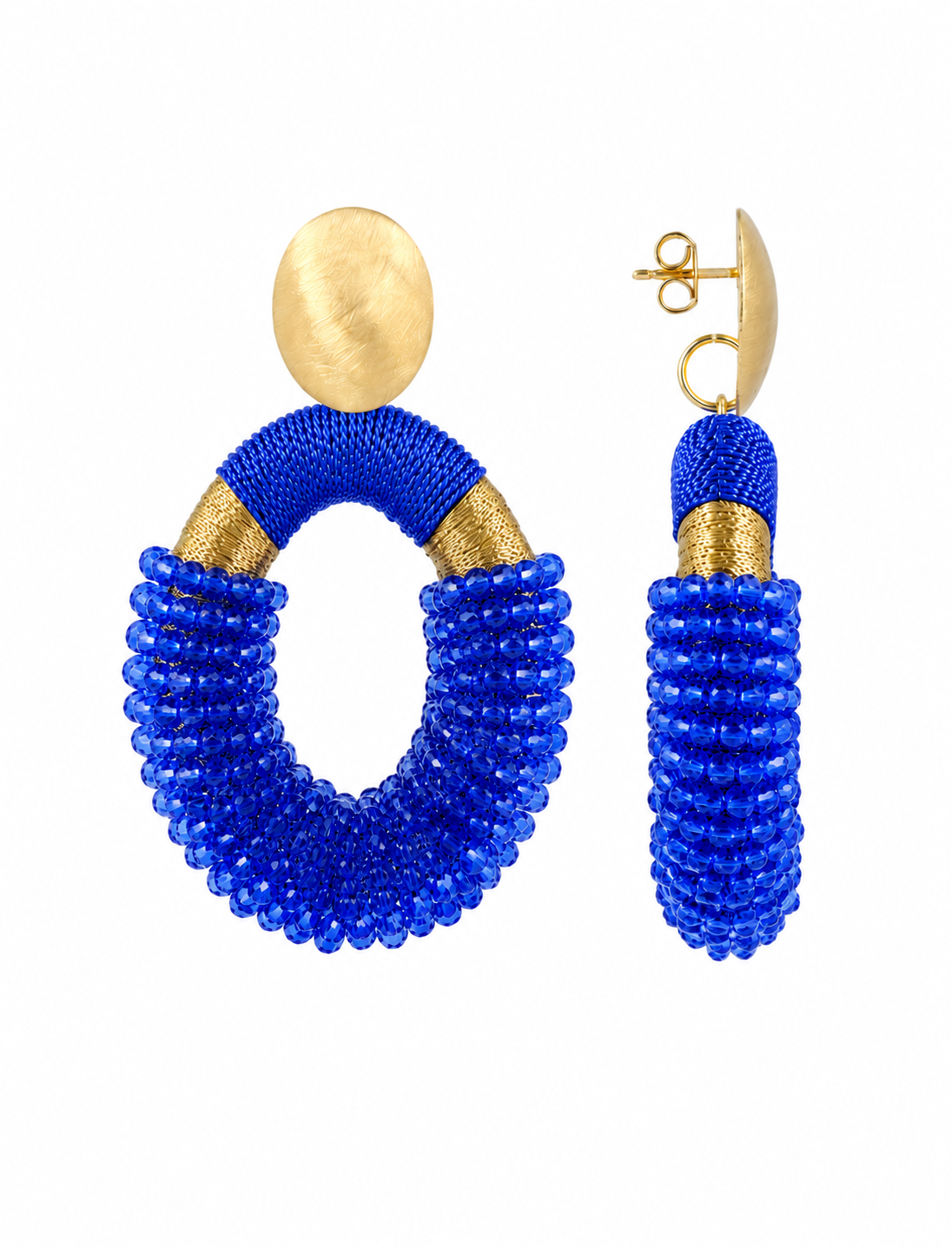 Blue Earrings Yara Combi Oval L