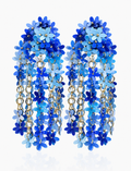 Blue Squein Flower Earings