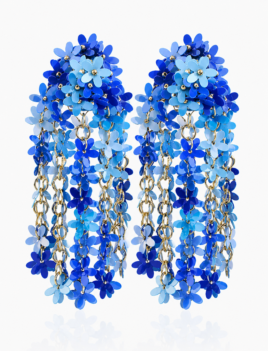 Blue Squein Flower Earings