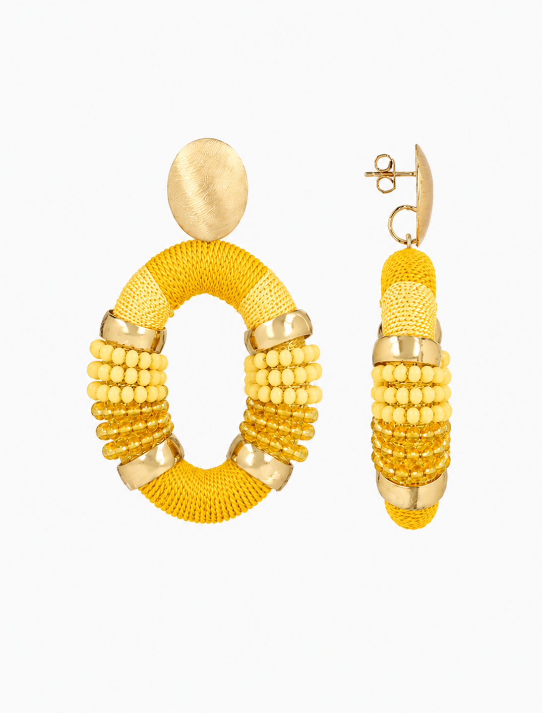 Yellow Earrings Yara Combi Oval L Premium