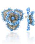 Sky Blue  Earing Flower w/ Sequins Clip Earring L Aster