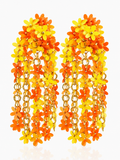 Orange & yellow Colored Flower Rain Earrings