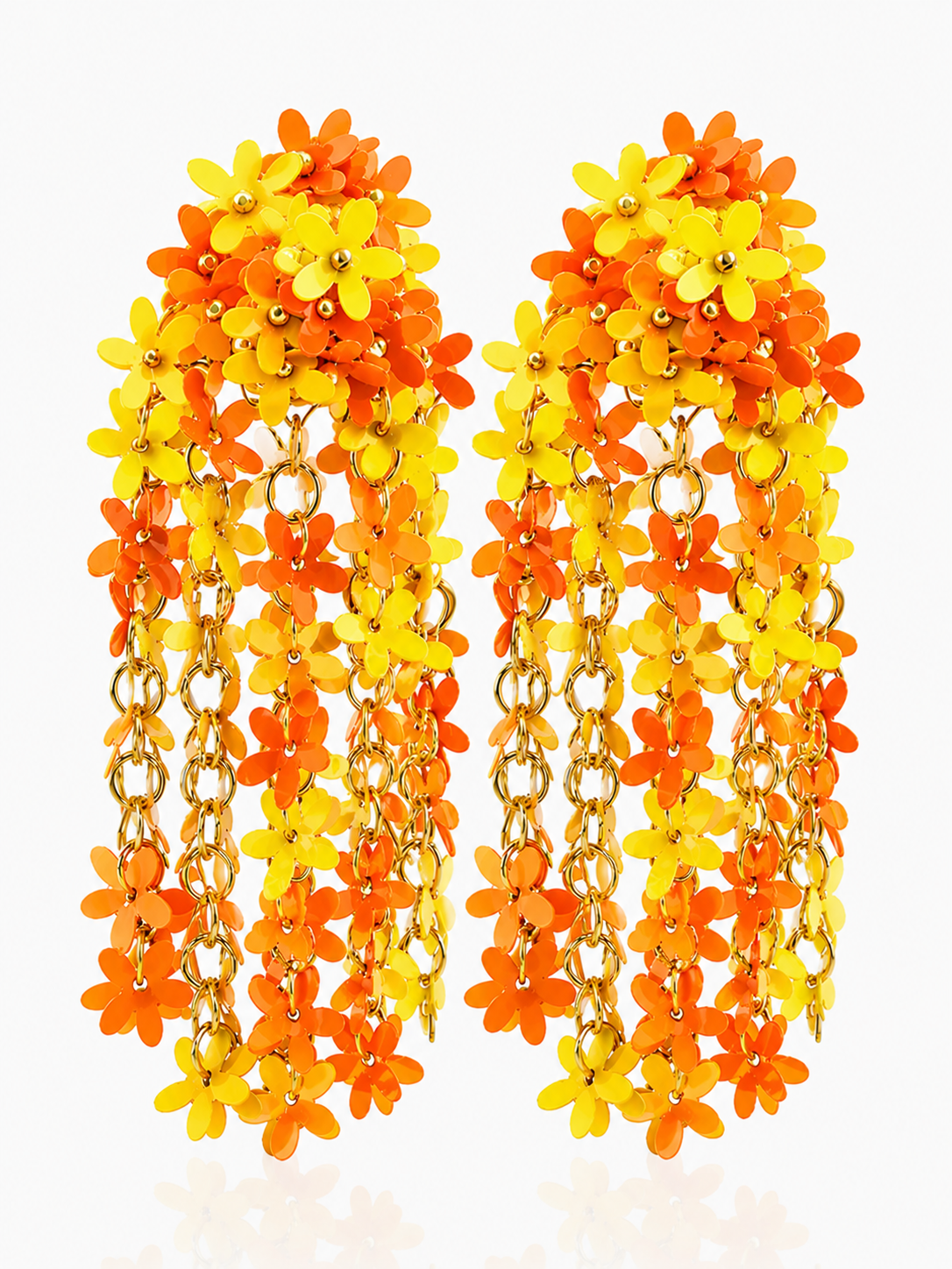 Orange & yellow Colored Flower Rain Earrings