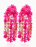 Hot pink Colored Flower Rain Earrings