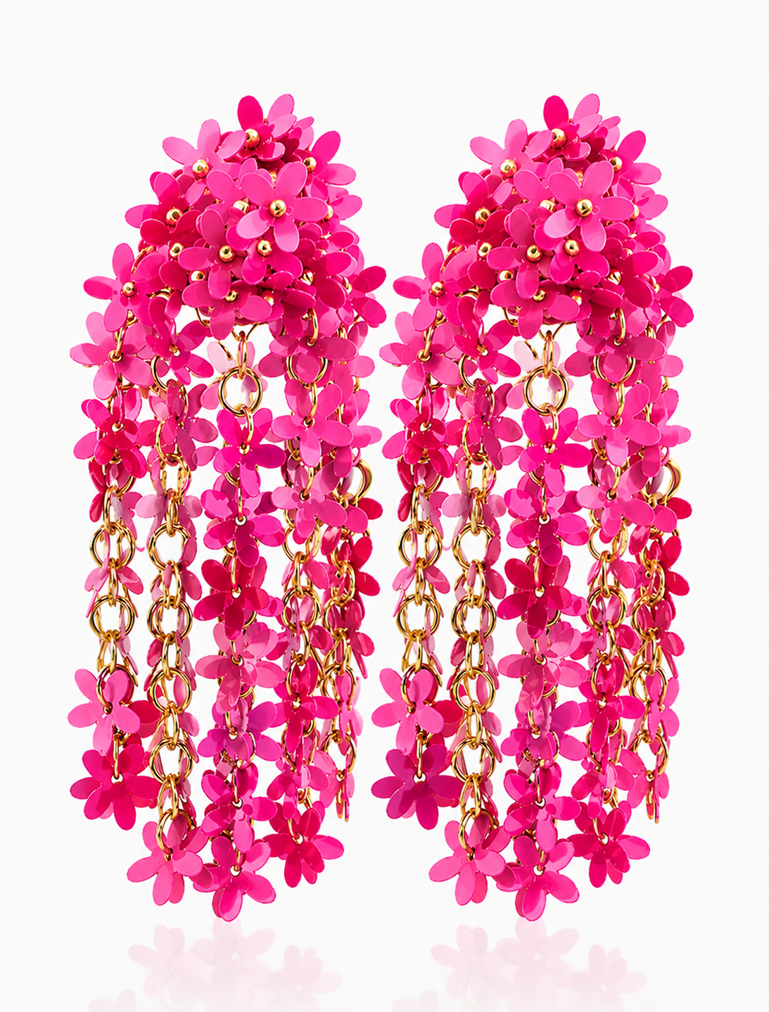 Hot pink Colored Flower Rain Earrings