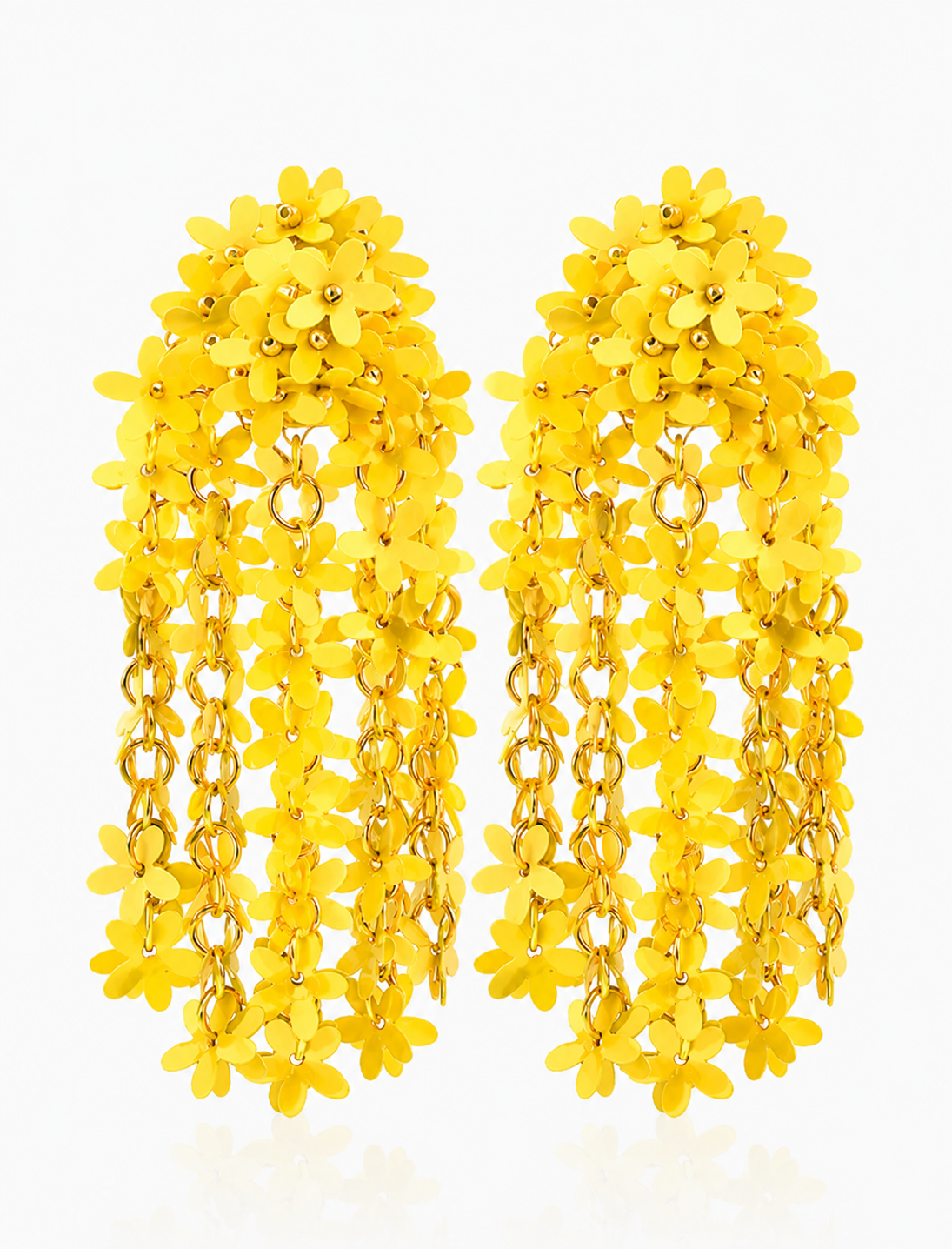 Yellow Colored Flower Rain Earrings