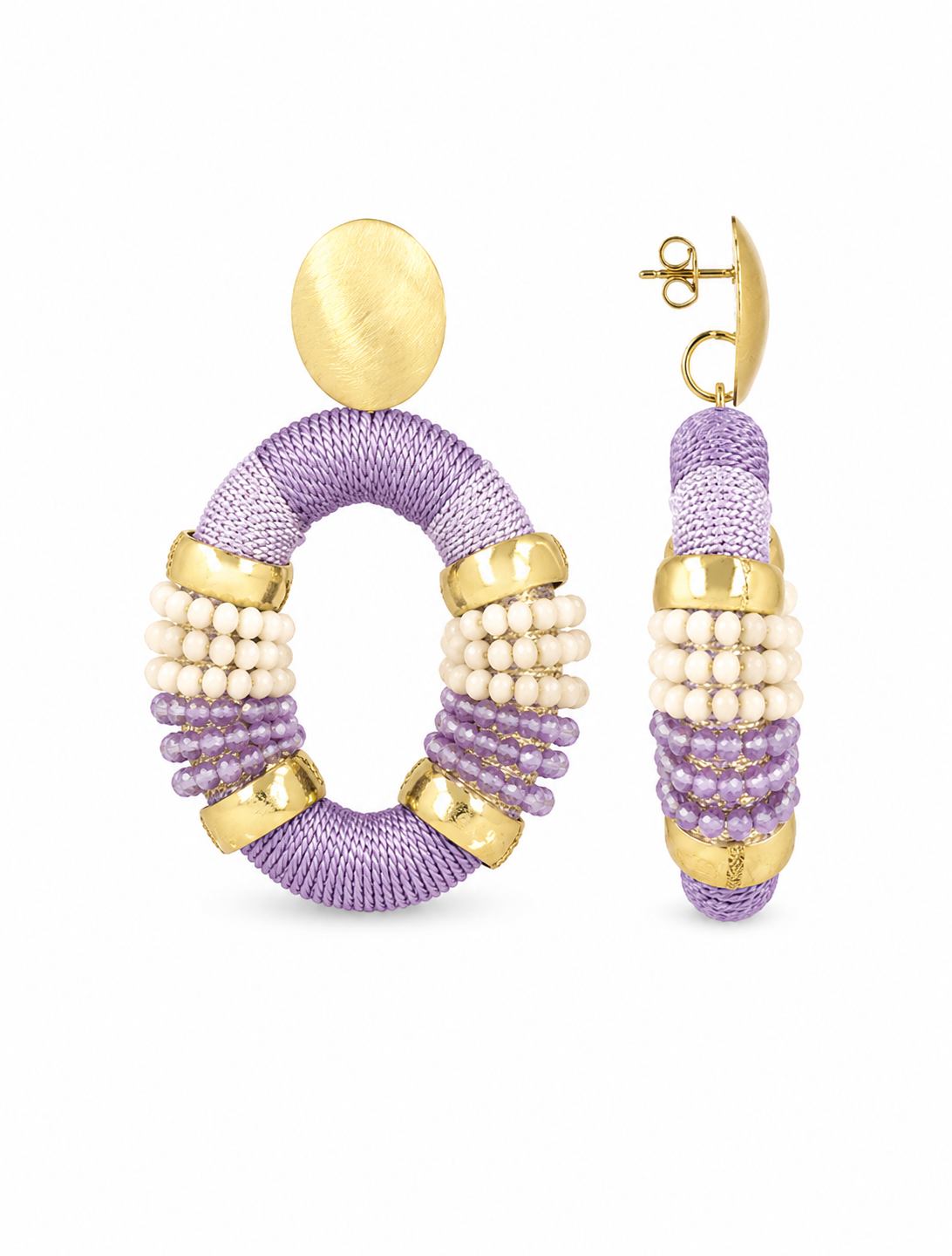 Lavender Earrings Yara Combi Oval L Premium