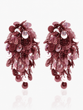 Burgundy Mix Earrings Lily Flower String L