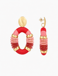Red Earrings Yara Combi Oval L Premium