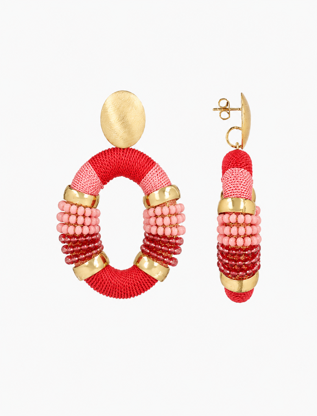Red Earrings Yara Combi Oval L Premium