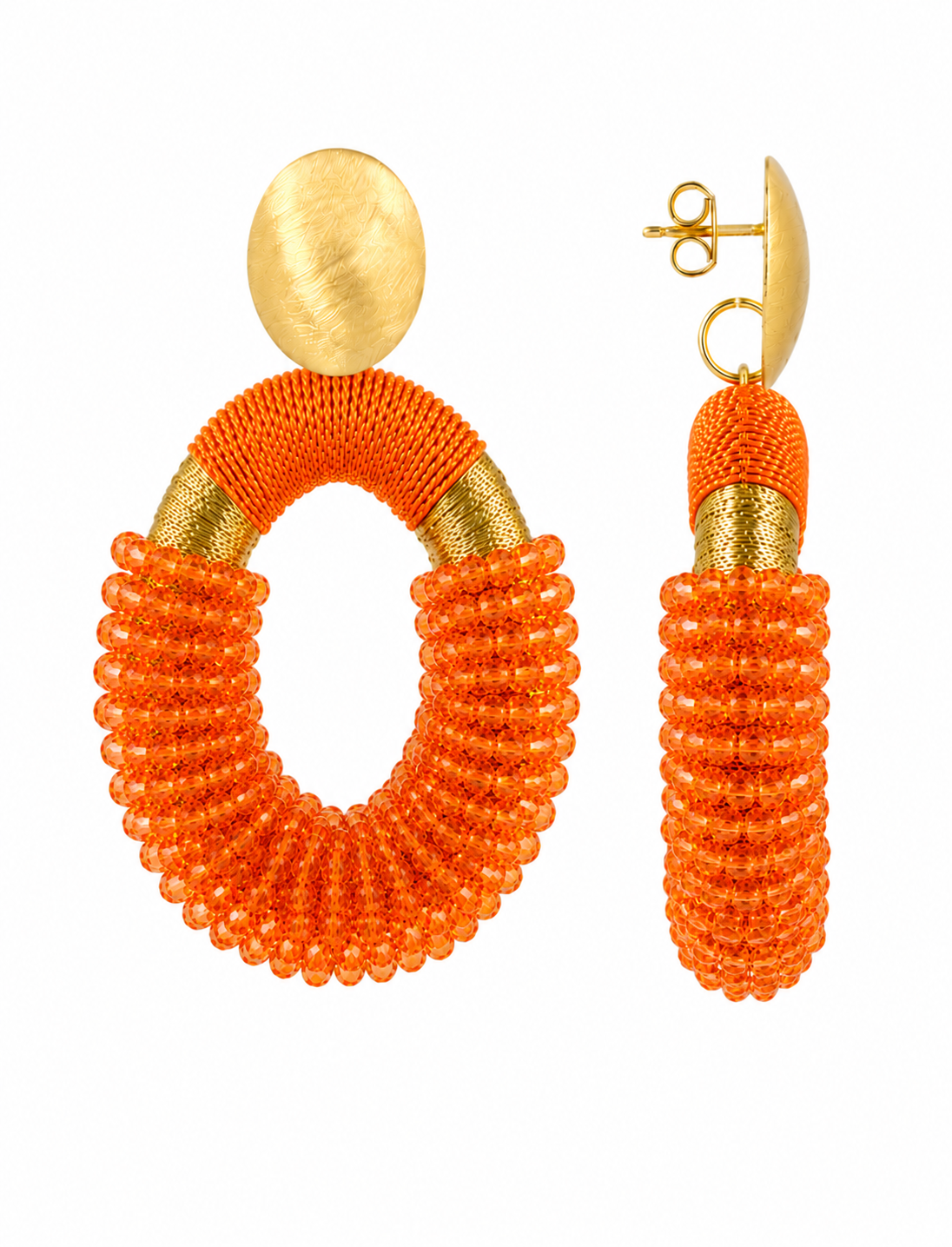 Orange Earrings Yara Combi Oval L
