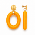 Orange Earrings Faye Oval with Bead Threaded L Clip